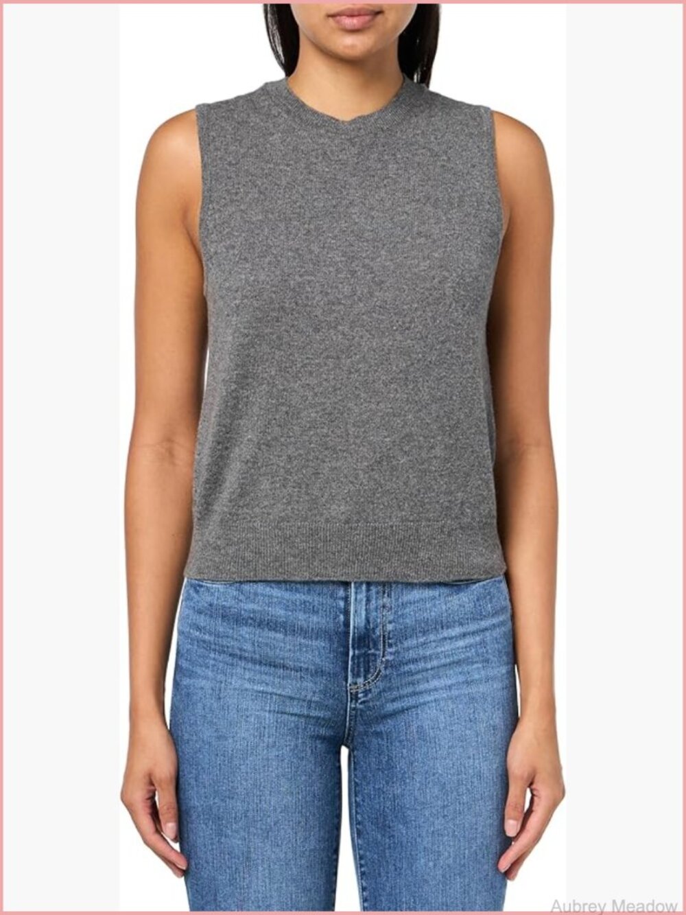Slim Crew Neck Pullover Cashmere Sweater Shell Sleeveless
